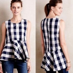 NWT Anthro HD in Paris plaid peplum top